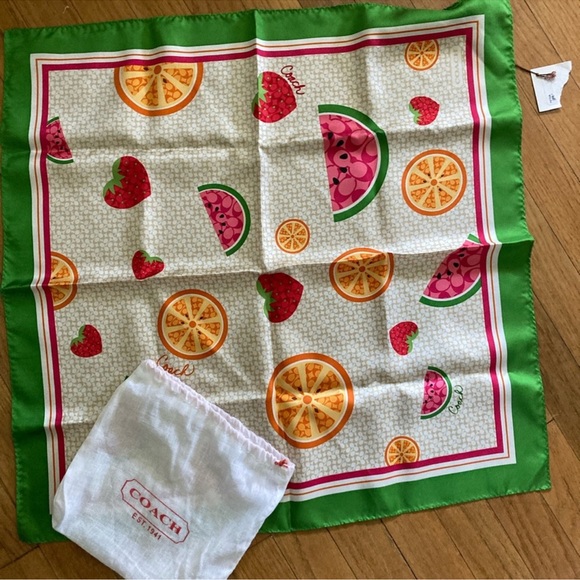 Coach Other - Coach 100% silk scarf Fruit pattern